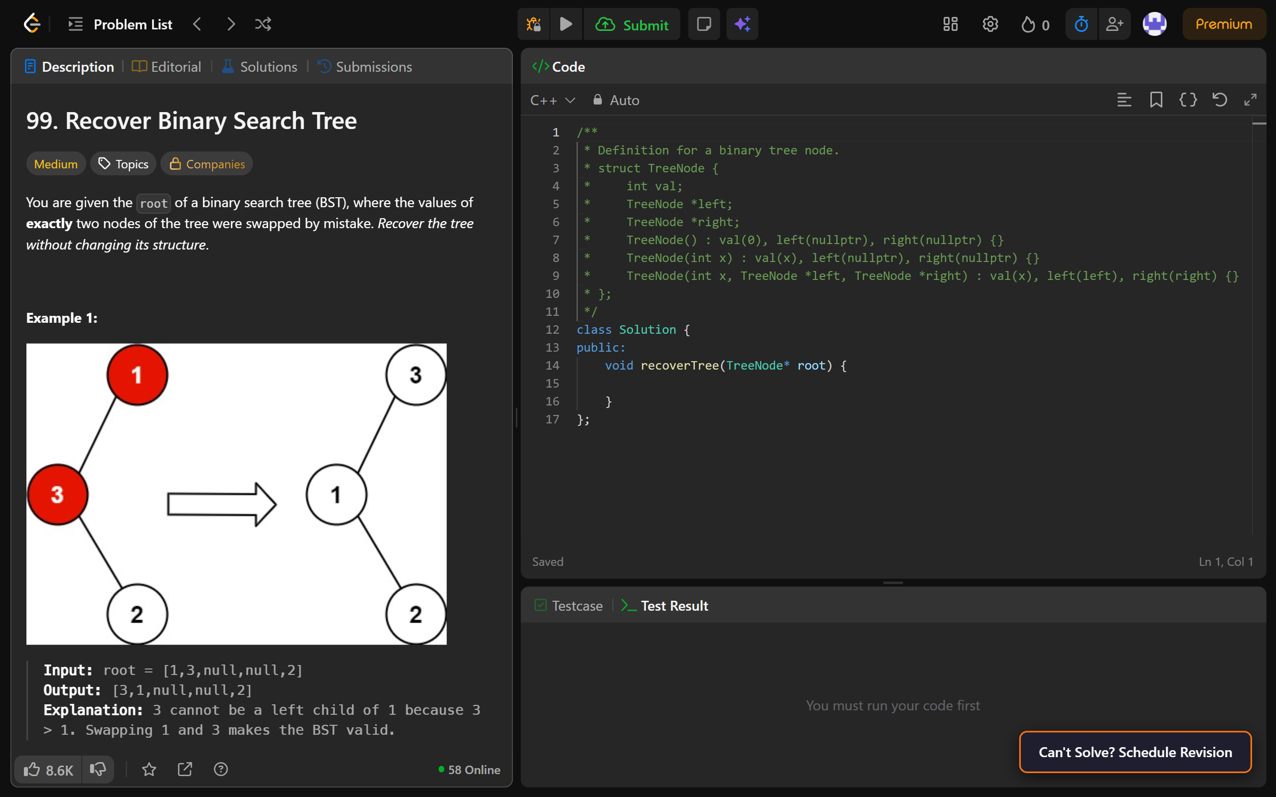 LeetRevise extension button on a LeetCode problem page